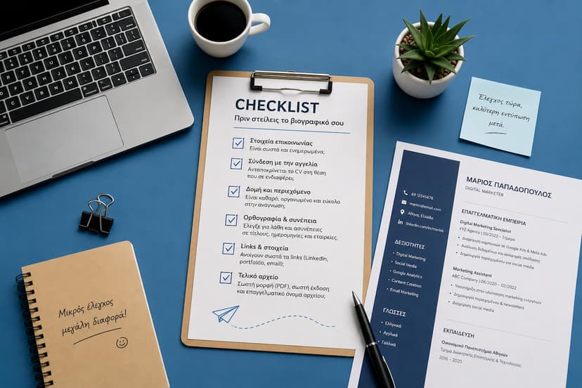 Checklist βιογραφικού: τι να ελέγξεις πριν στείλεις το CV σου