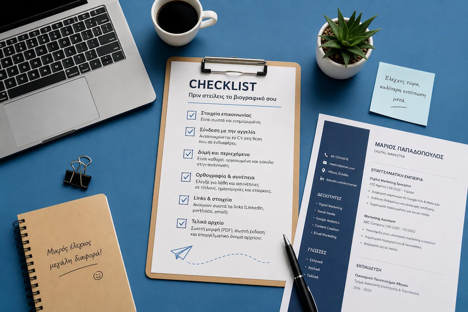 Checklist βιογραφικού: τι να ελέγξεις πριν στείλεις το CV σου